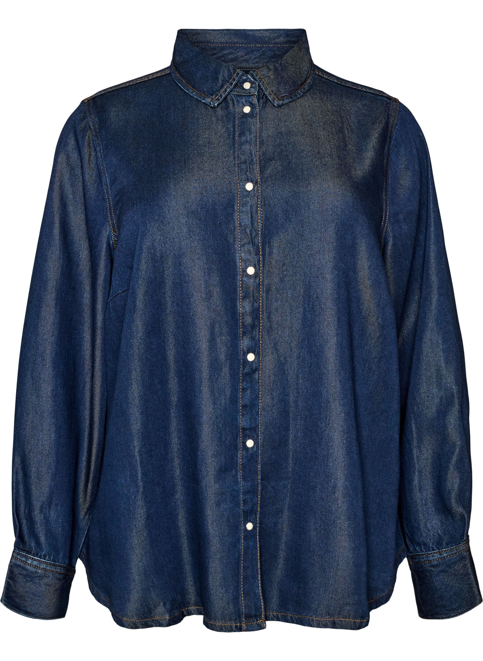 ZizziJeanshemd aus Lyocell mit Druckkn&ouml;pfen, Blau, Packshot image number 0