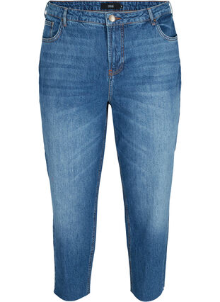 Cropped Mom Fit Mille Jeans mit lockerer Passform, Blue Denim 5, Packshot image number 0