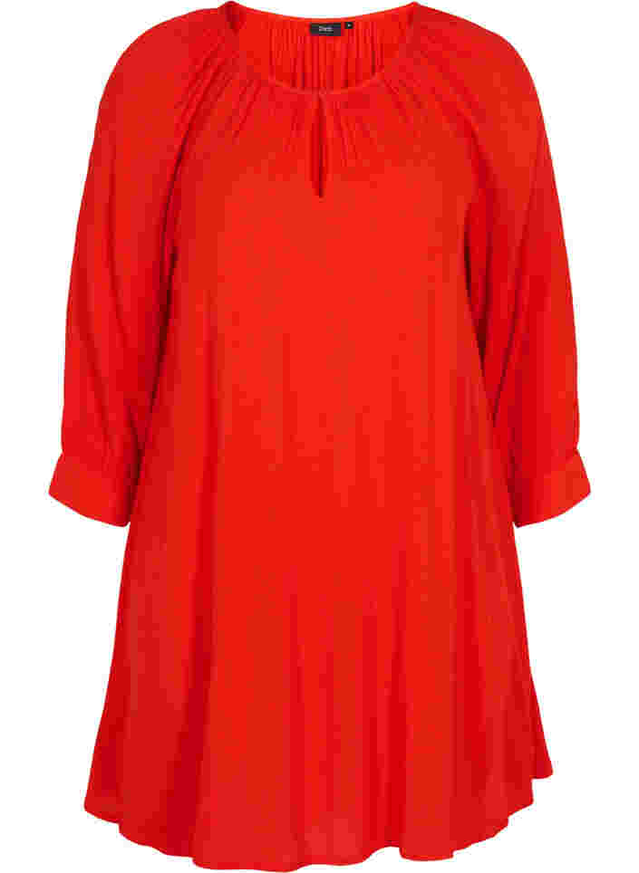 Tunika aus Viskose mit 3/4-Ärmeln, Fiery Red, Packshot image number 0