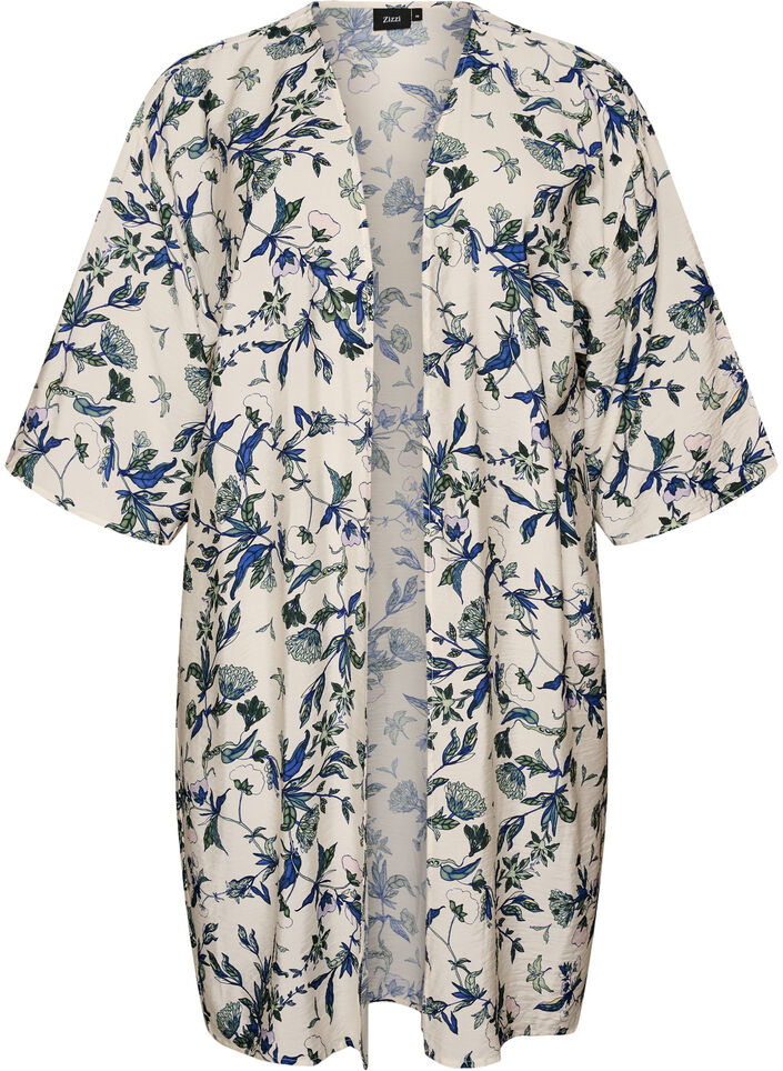 Viskose-Kimono mit 3/4-&Auml;rmeln, Blau, Packshot image number 0