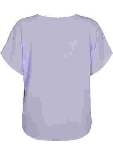 Bluse mit kurzen Ärmeln und Rundhalsausschnitt, Lavender, Packshot image number 1