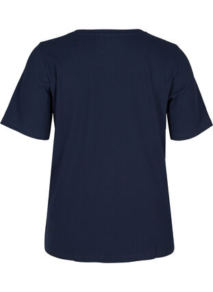 Kurzarm T-Shirt in Rippqualität, Navy Blazer, Packshot image number 1