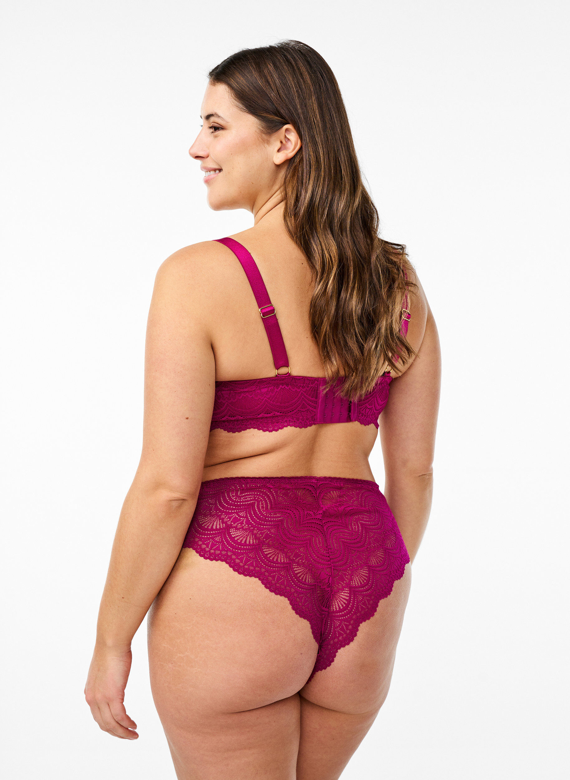 ZizziBrasilianischer Slip aus Mikrofaser mit Spitzensaum, Boysenberry, Model image number 1