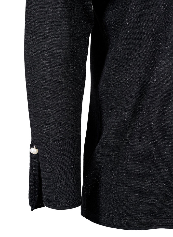 Viskose-Strickbluse mit Glitzer, Black w. DTM Lurex, Packshot image number 3