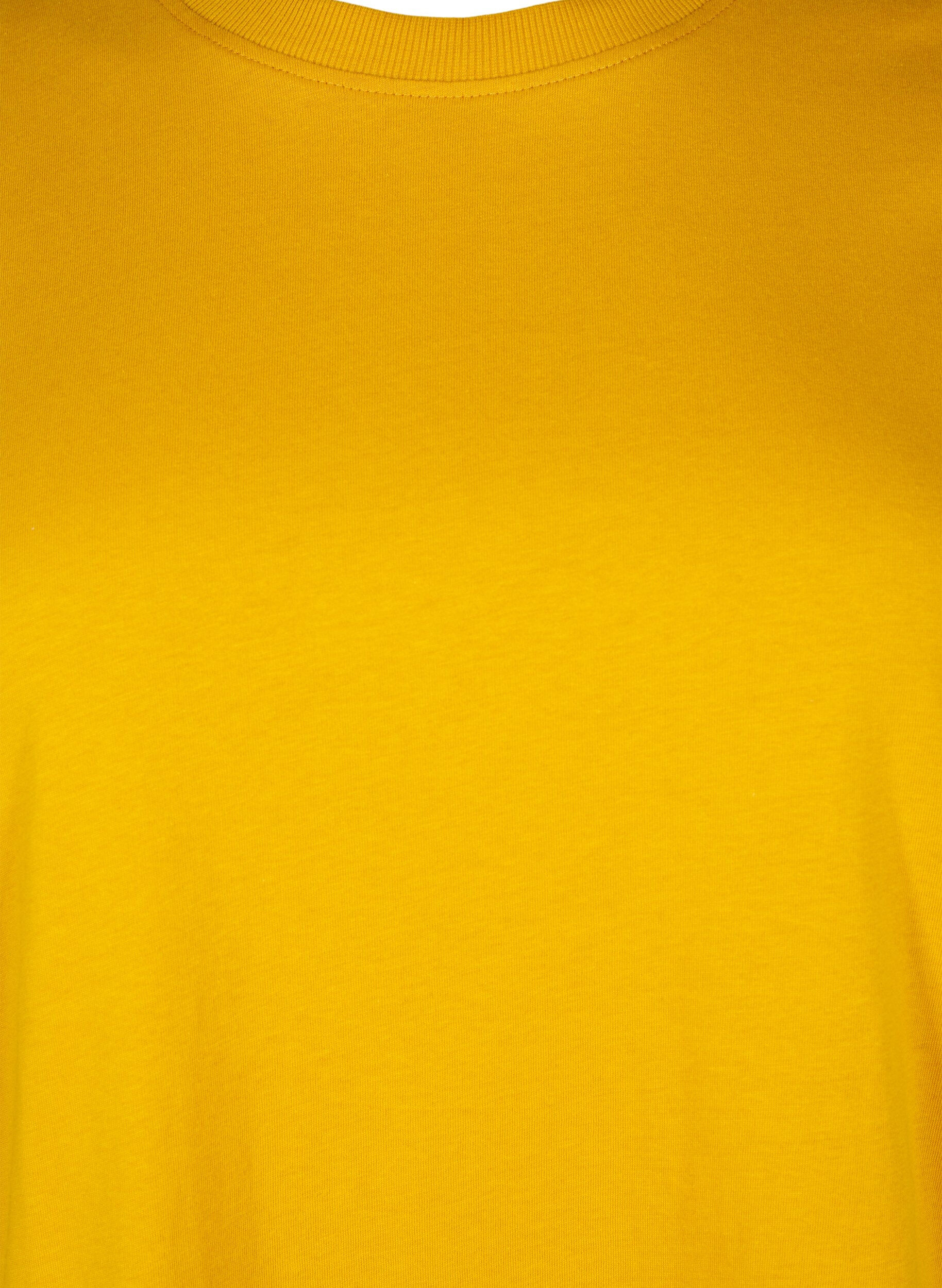 ZizziBasic-T-Shirt aus Baumwolle mit Rundhalsausschnitt, Gelb, Packshot image number 2
