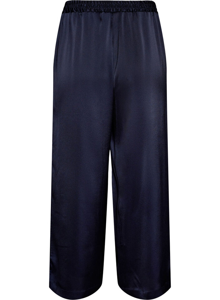 Hose in Satinoptik mit weitem, geradem Bein, Blau, Packshot image number 1