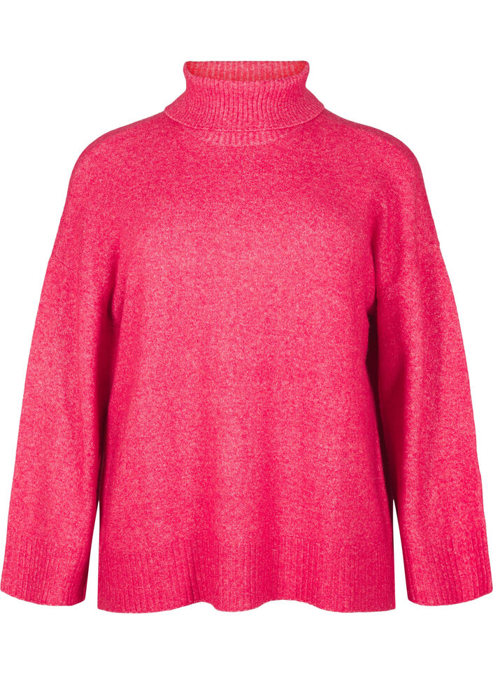 Rollkragenpullover aus Strick, Virtual Pink Mel., Packshot image number 0