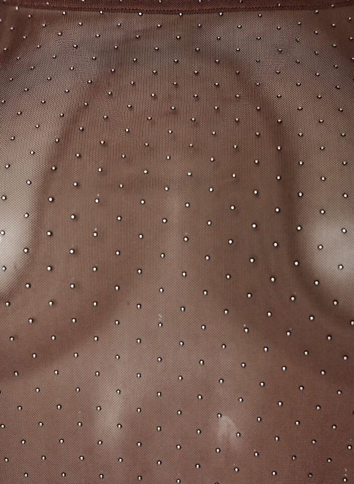 Transparente Bluse aus Mesh mit Strasssteinen, Braun, Packshot image number 2