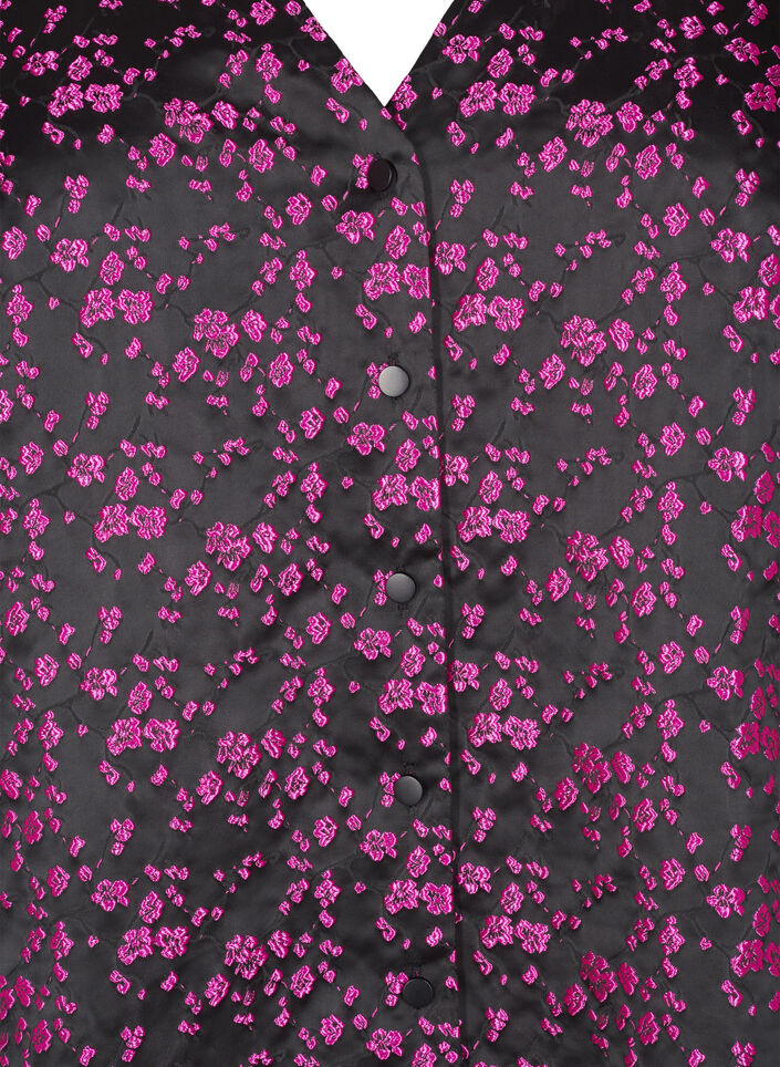 Bluse mit kurzen Ärmeln und aufgesticktem Muster, Schwarz, Packshot image number 2