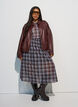 Karierter Midi-Rock aus Mesh, Blau, Model image number 0