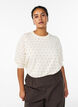 Stricktop mit Polka-Dot-Muster und kurzen &Auml;rmeln, Wei&szlig;, Model image number 0
