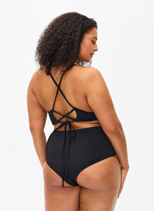 Bikinioberteil mit herausnehmbaren Polstern und Bindeband am Rücken, Black, Model image number 1