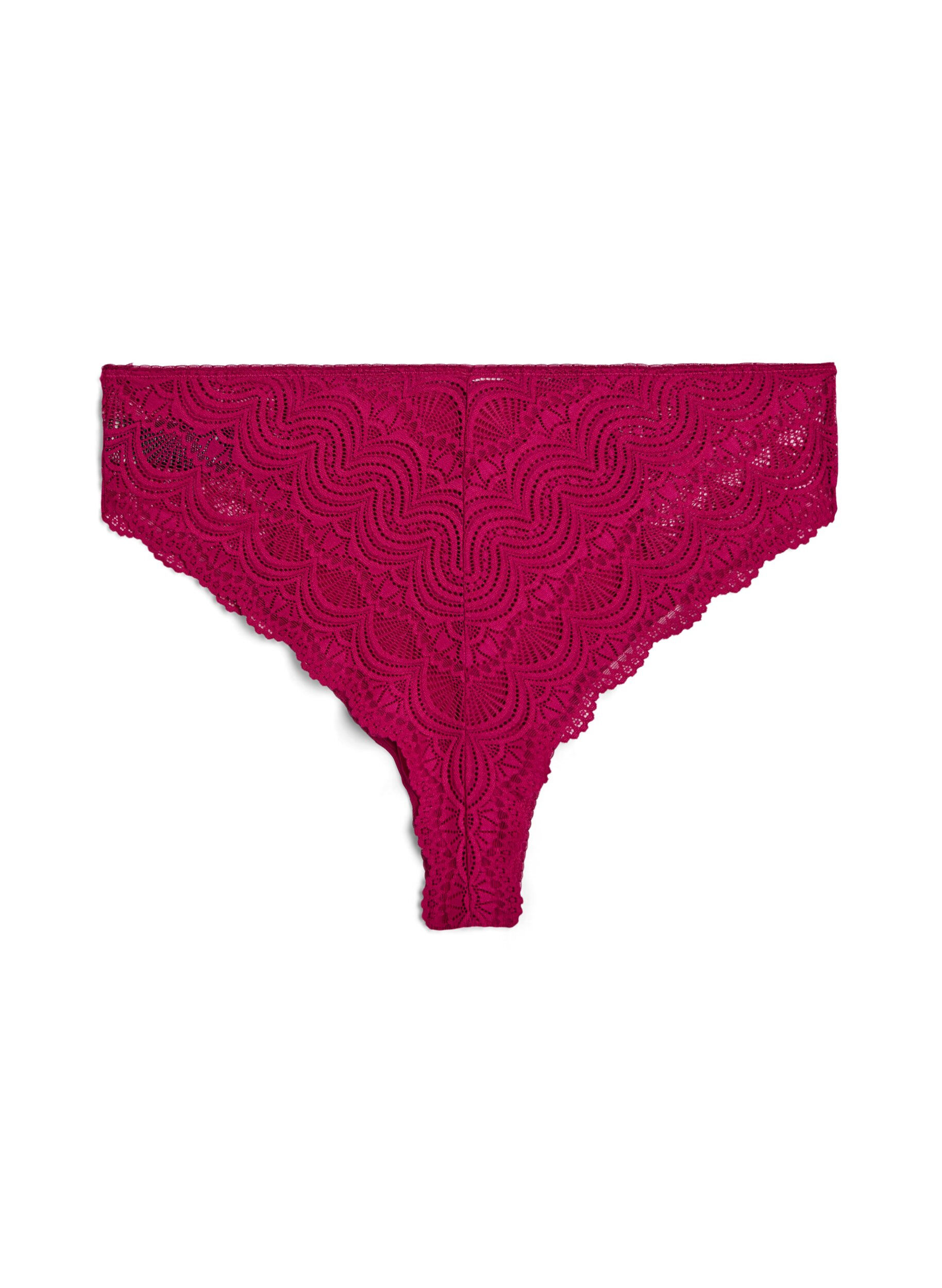 ZizziBrasilianischer Slip aus Mikrofaser mit Spitzensaum, Boysenberry, Packshot image number 1