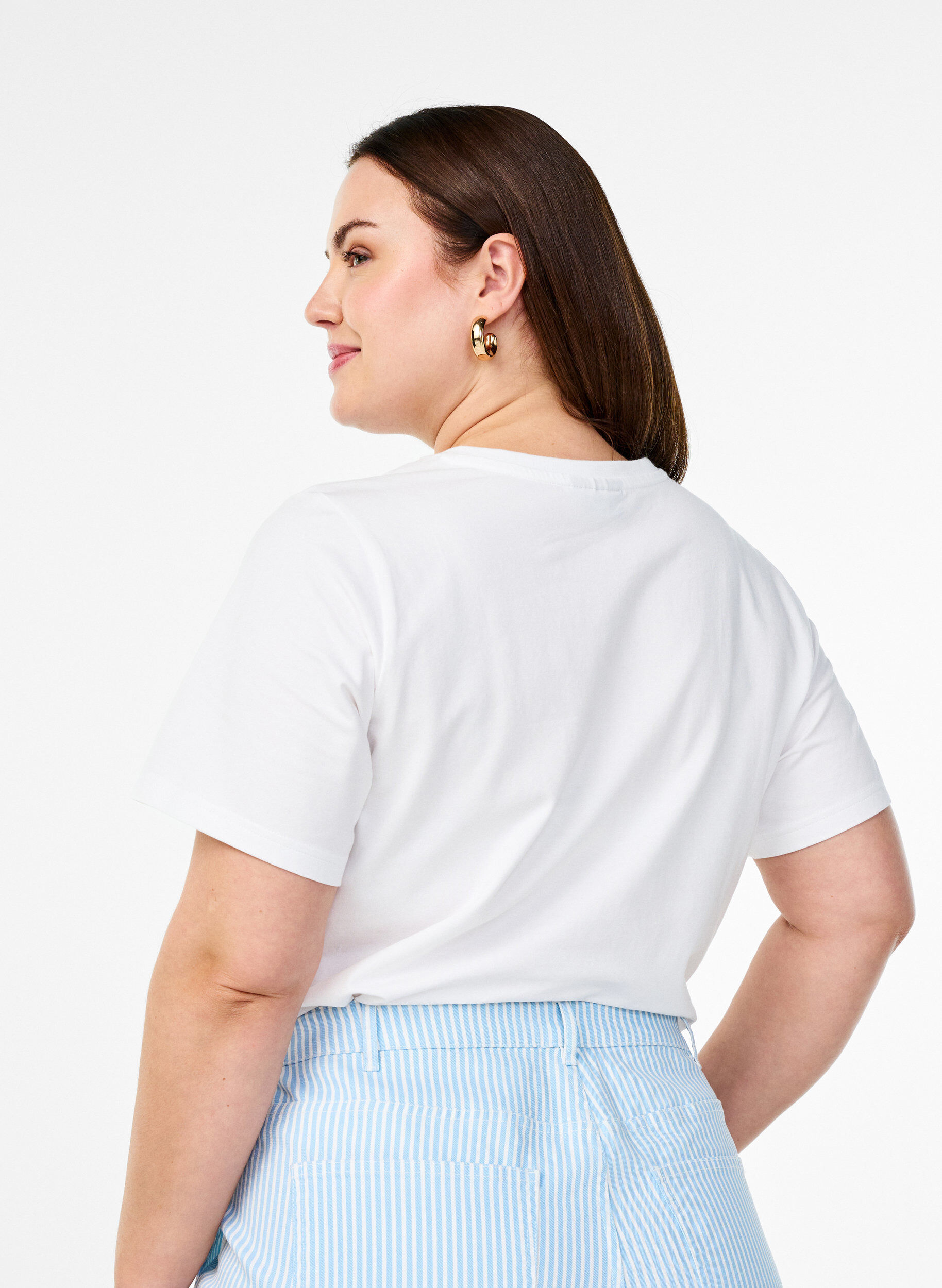 ZizziT-Shirt aus Bio-Baumwolle mit Rundhalsausschnitt, Bright White, Model image number 1