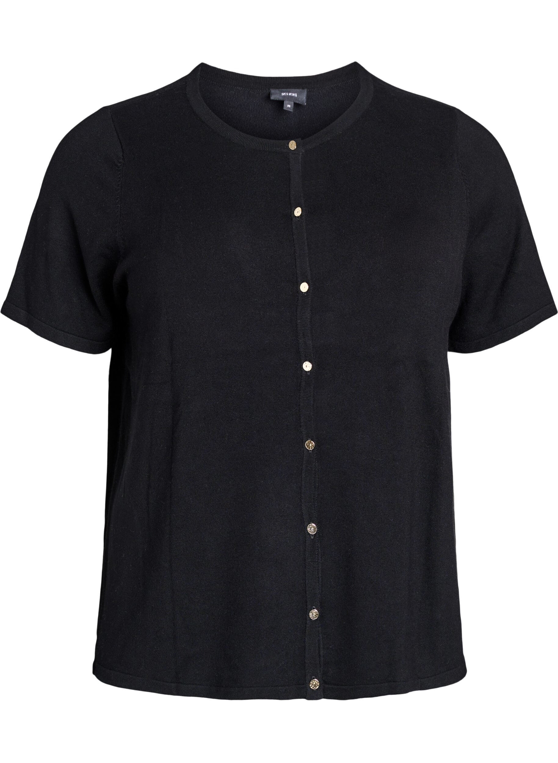 ZizziKurz&auml;rmelige Strickjacke aus Viskose, Schwarz, Packshot image number 0