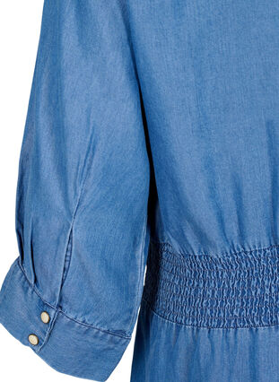 Weiches Jeanskleid mit 3/4 Ärmel und Smok, Blue denim, Packshot image number 3