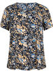 FLASH - Bluse mit kurzen &Auml;rmeln und Print, Brown Blue Flower, Packshot image number 0