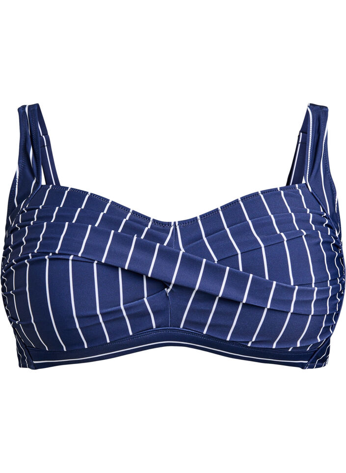 Wattierter Bikini-Oberteil mit Print, Blau, Packshot image number 0
