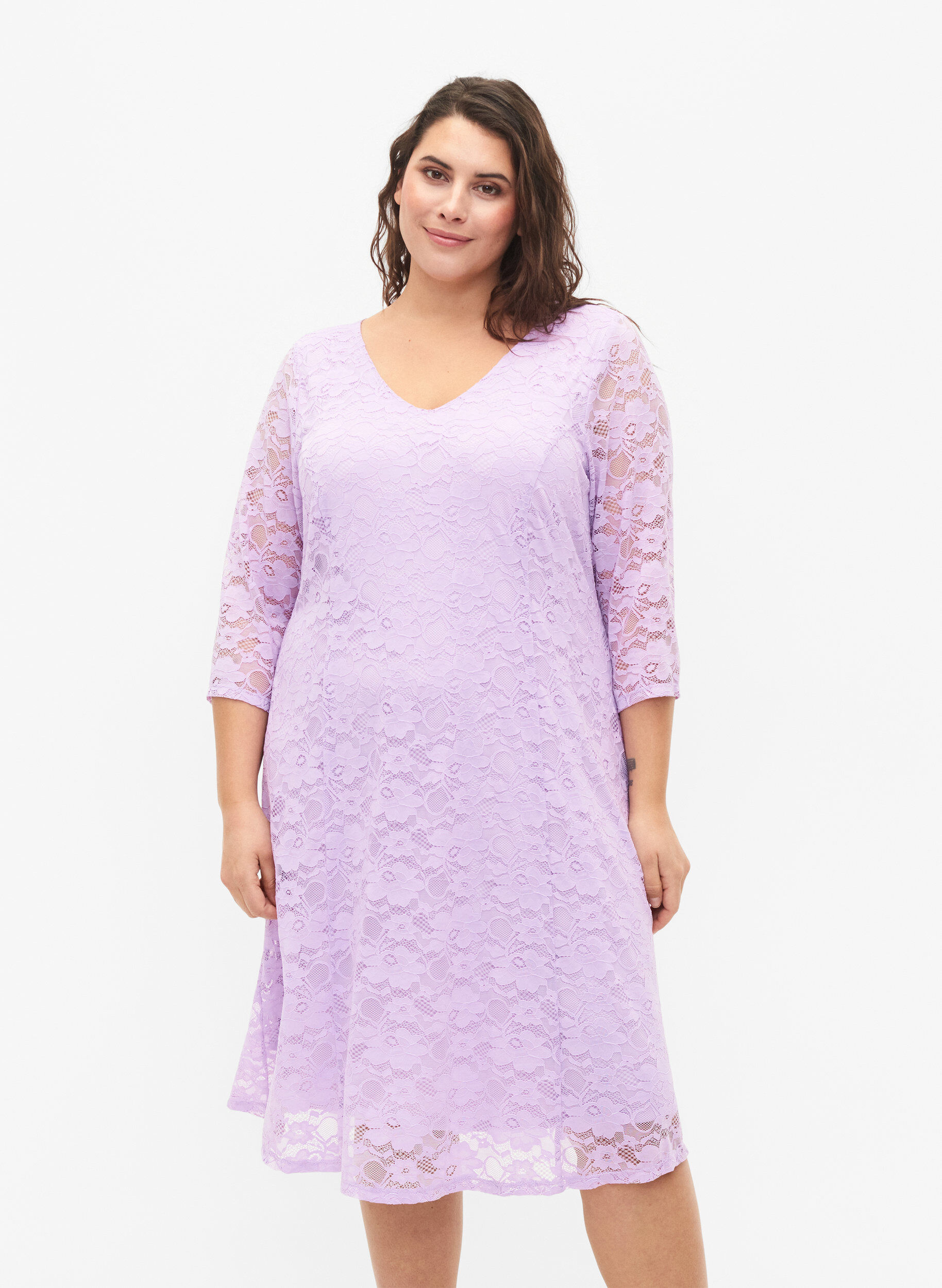 ZizziSpitzenkleid mit 3/4-&Auml;rmeln, Lavendula, Model image number 0