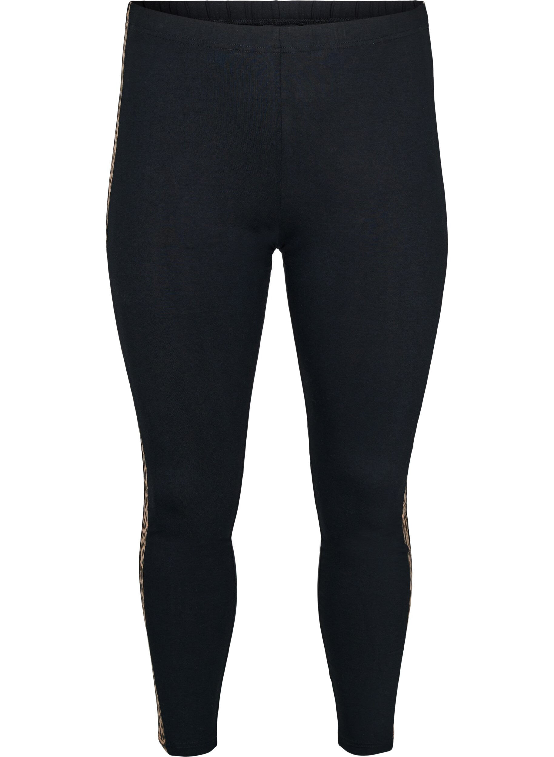 ZizziLeggings aus Viskose mit Leopardenstreifen, Black W. Leo, Packshot image number 0