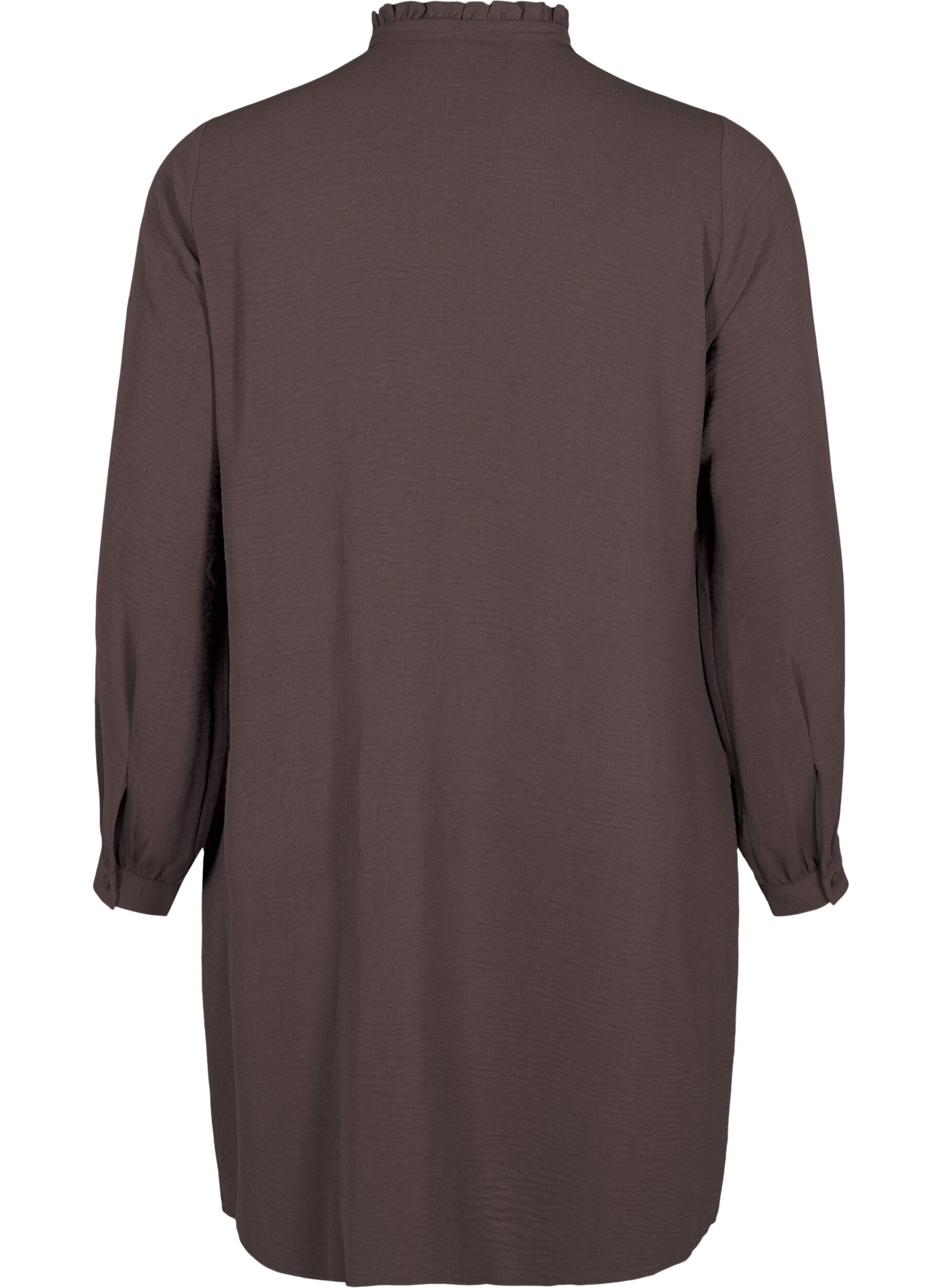 ZizziKleid mit langen &Auml;rmeln und R&uuml;schen-Detail, Chocolate Martini, Packshot image number 1