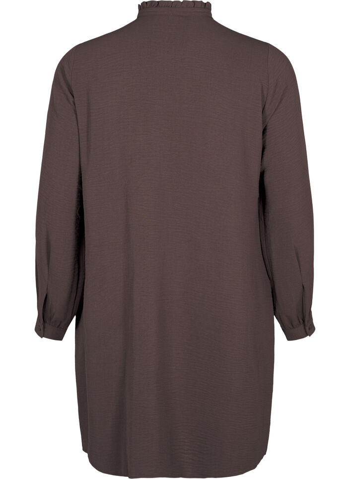 Kleid mit langen Ärmeln und Rüschen-Detail, Chocolate Martini, Packshot image number 1