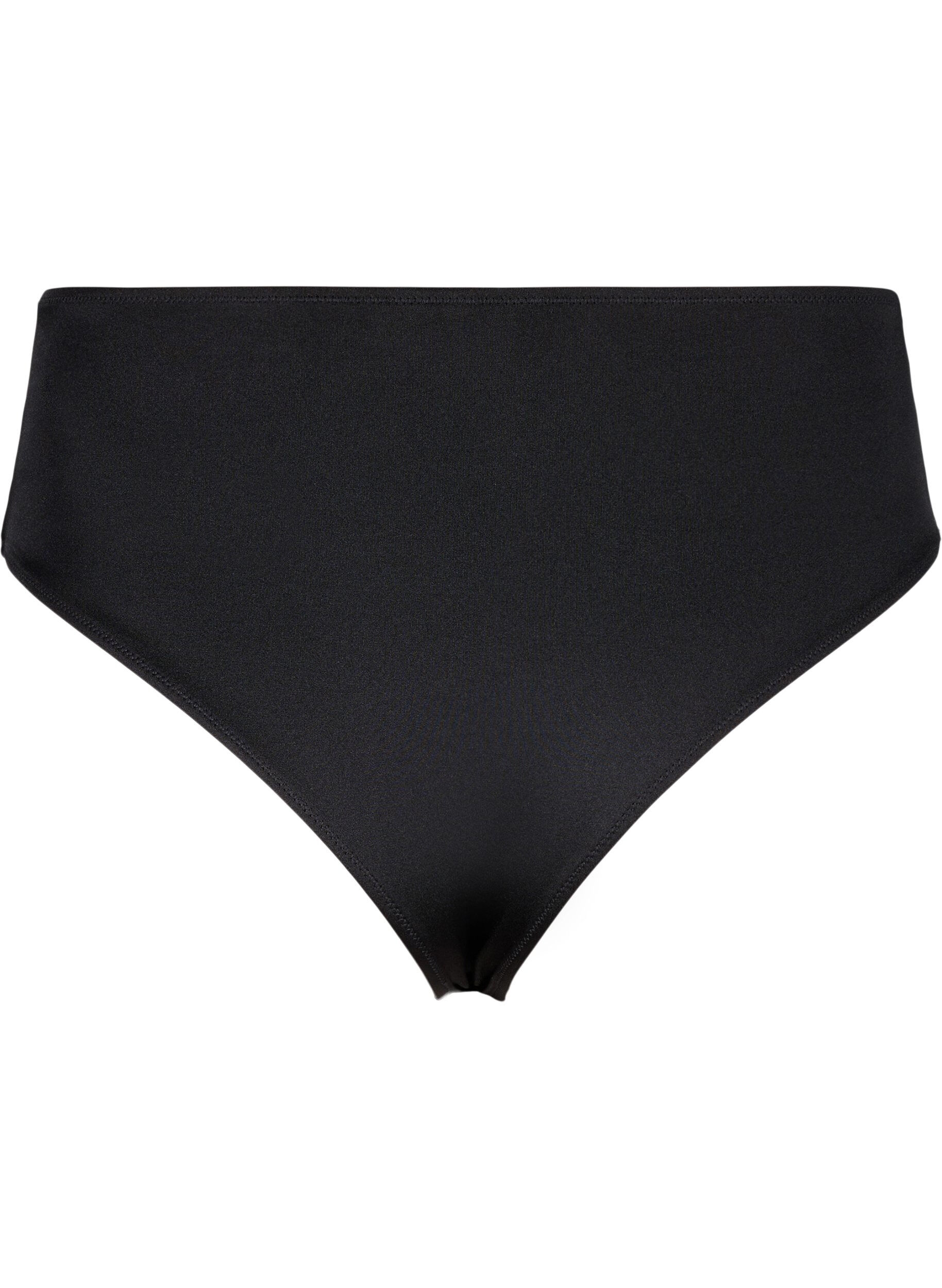 ZizziEinfarbiges Bikini-Unterteil mit normaler Taille, Schwarz, Packshot image number 1