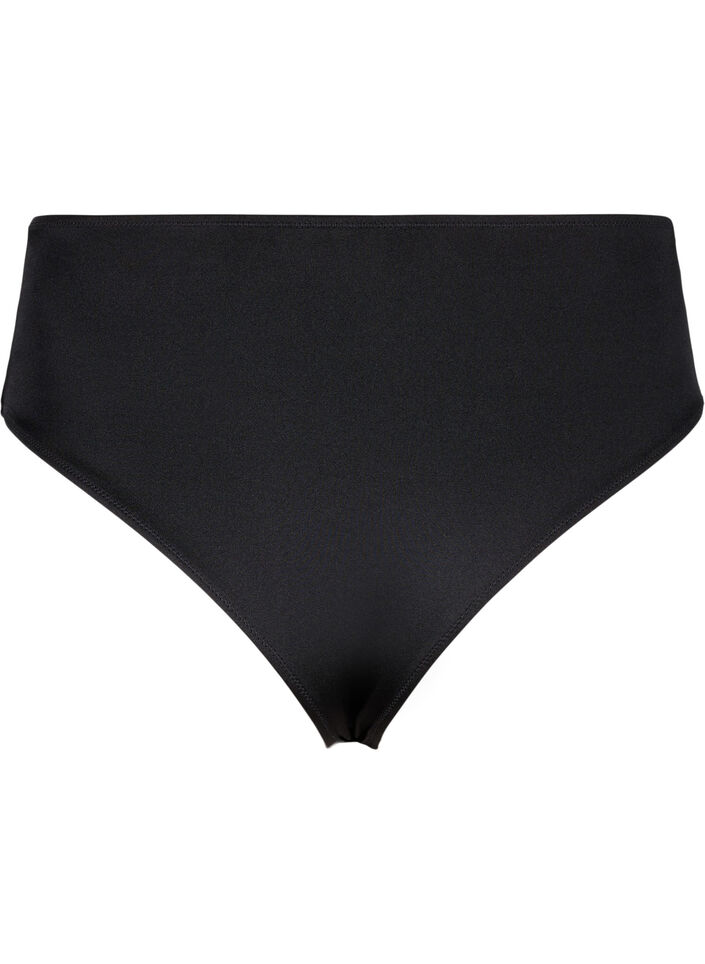 Einfarbiges Bikini-Unterteil mit normaler Taille, Schwarz, Packshot image number 1