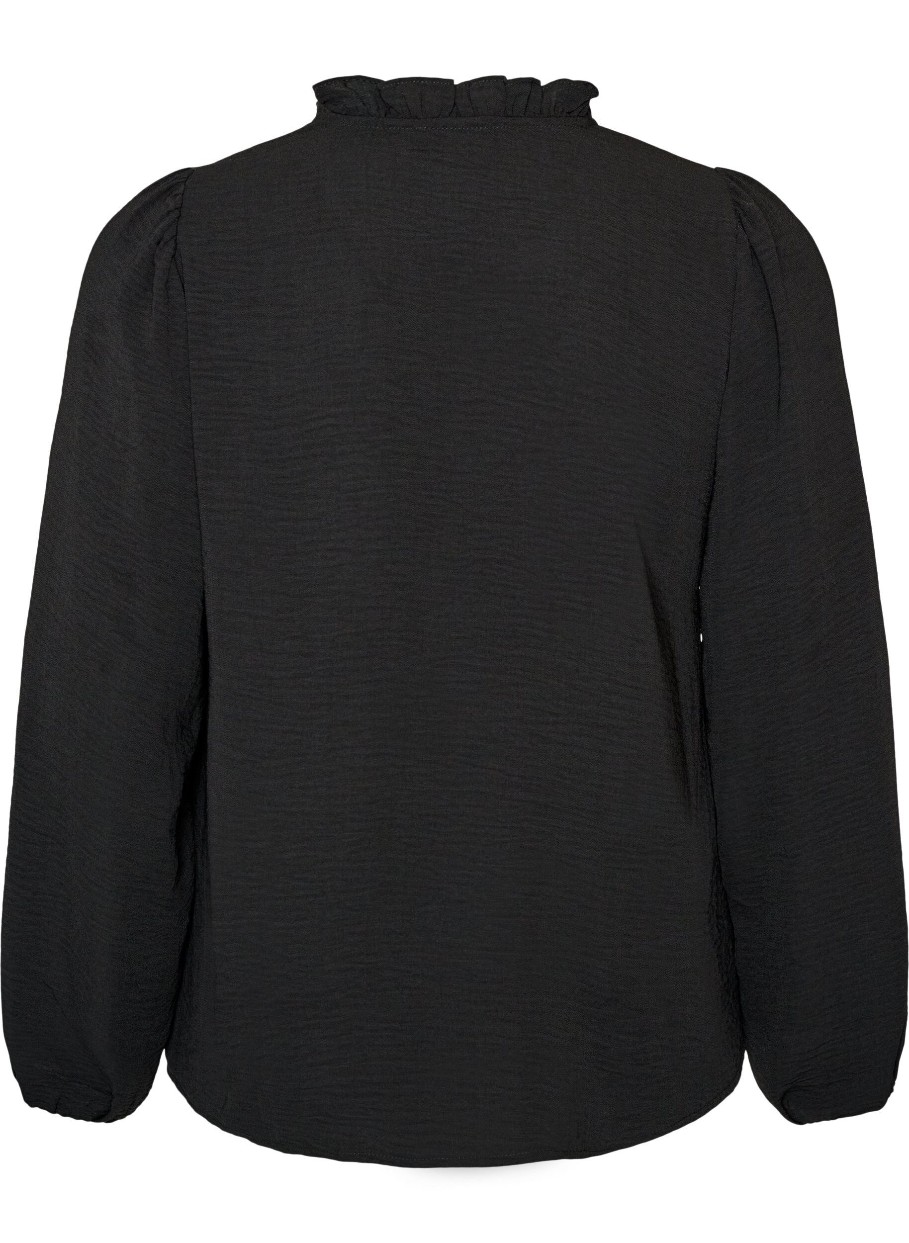 ZizziBluse mit V-Ausschnitt und H&auml;kelband, Schwarz, Packshot image number 1