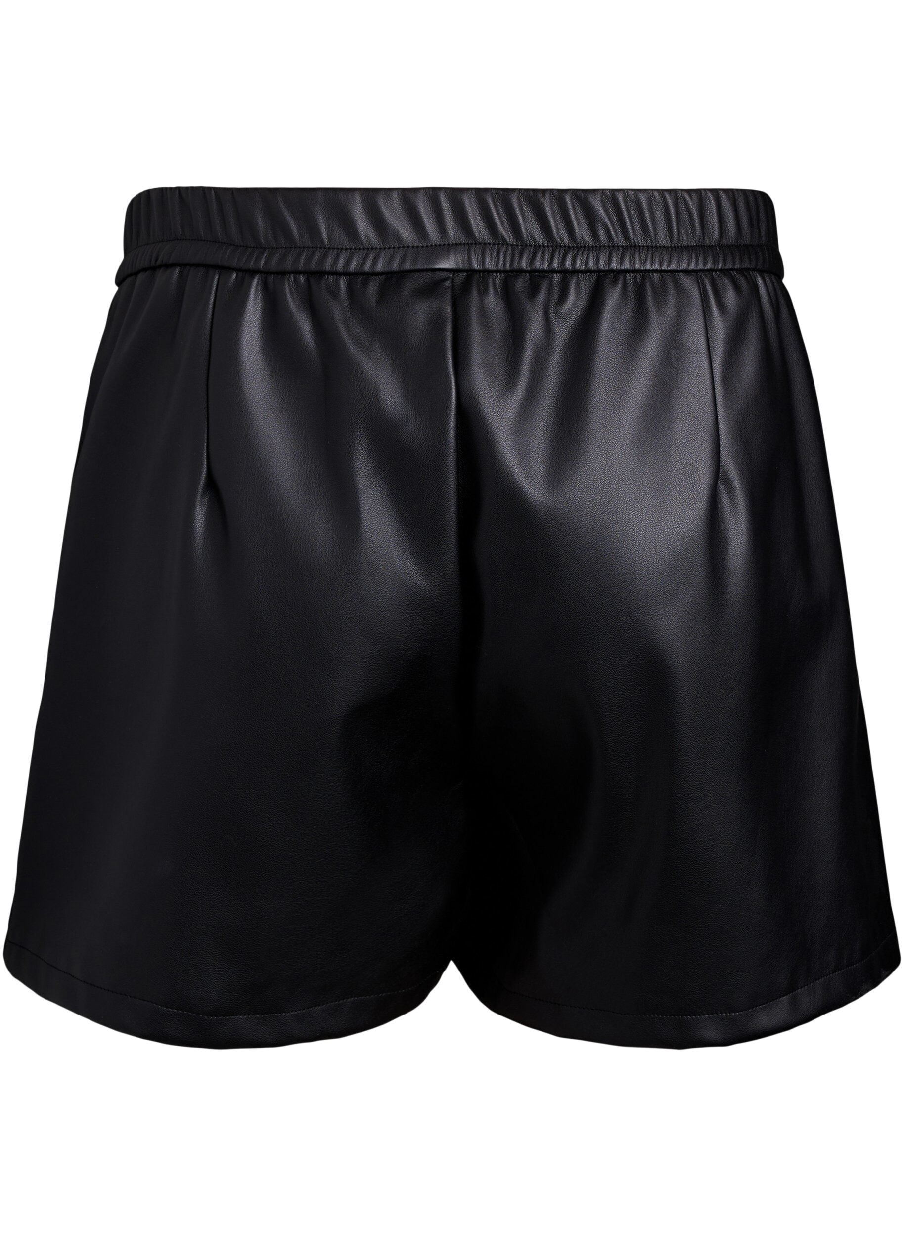 ZizziShorts aus Kunstleder mit elastischem Bund, Schwarz, Packshot image number 1