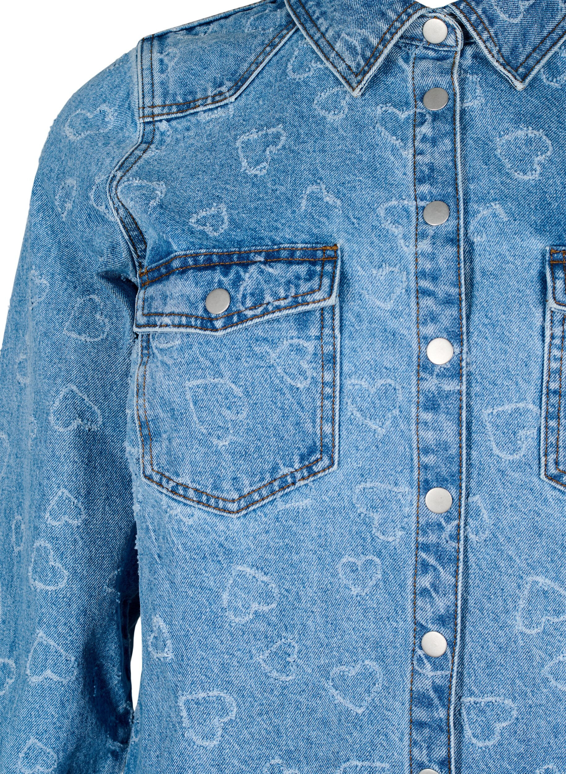 ZizziJeanskleid mit Herzmuster, Blau, Packshot image number 2