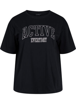 Trainings-T-Shirt aus Baumwolle, Black, Packshot image number 0
