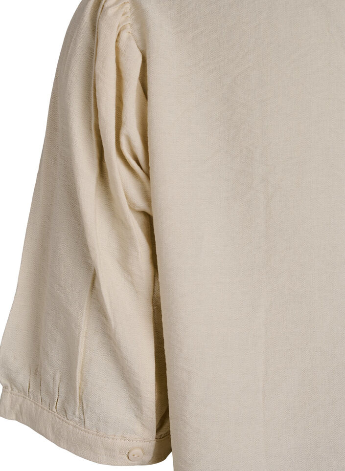 Bluse aus Viskose mit halben &Auml;rmeln, Beige, Packshot image number 3