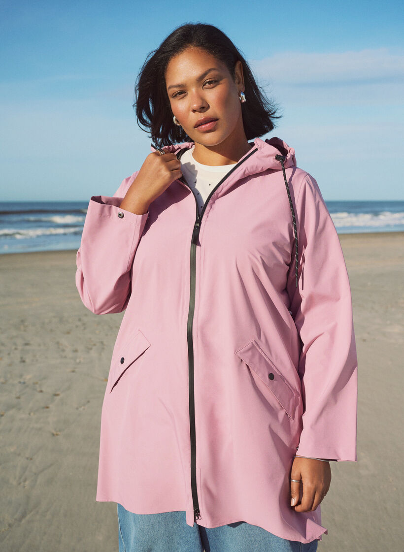 Regenjacke mit Taschen und Kapuze, Rot, Image image number 0