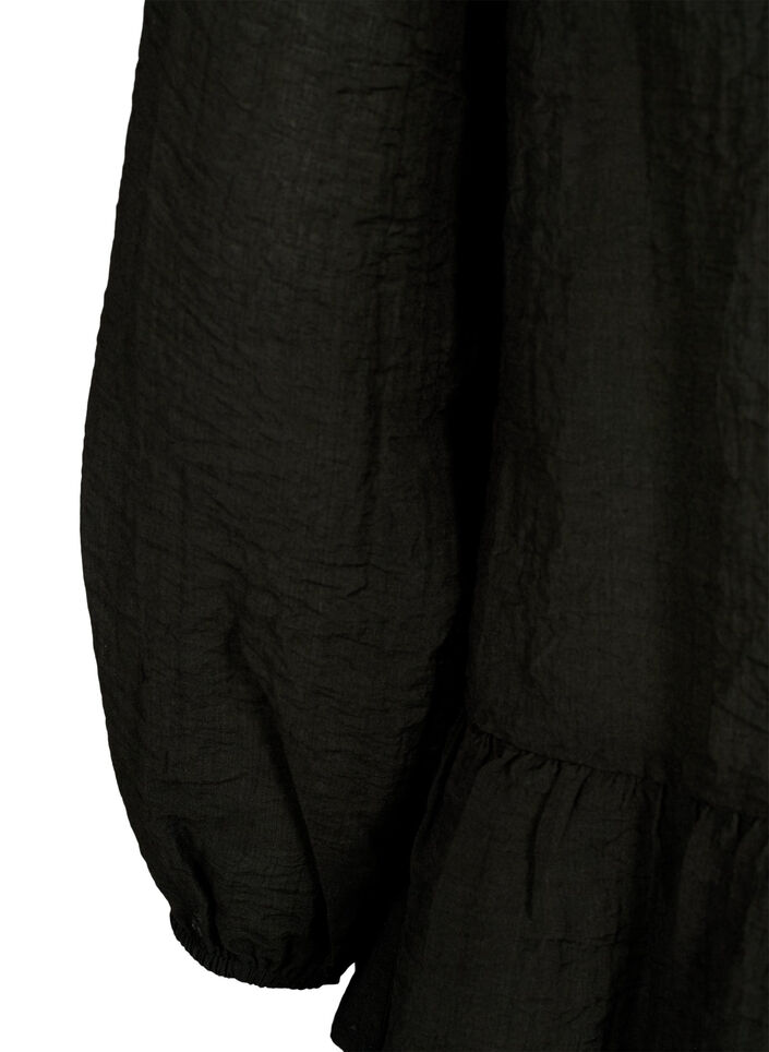  Viskosebluse mit Schößchen, Schwarz, Packshot image number 3