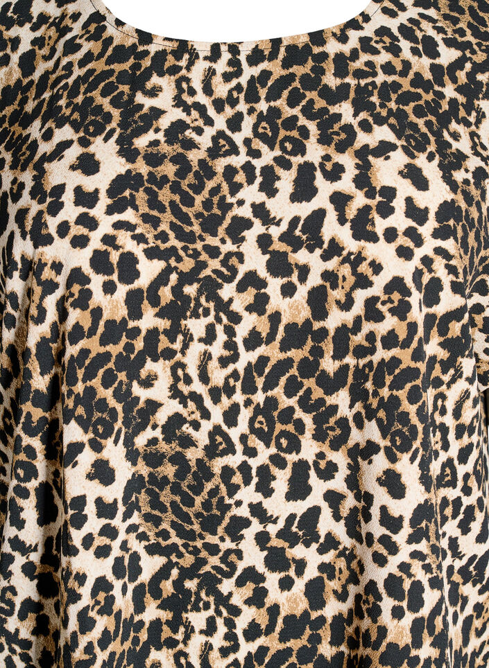 Bluse mit kurzen Ärmeln und Print, Leopard AOP, Packshot image number 2