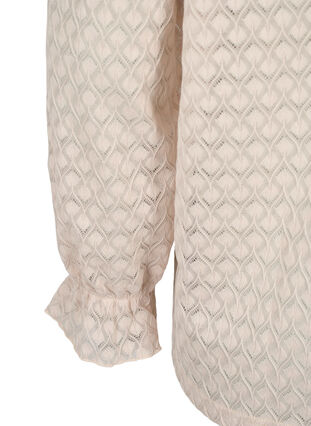 Langärmelige Bluse mit gemusterter Textur, Whisper Pink, Packshot image number 3