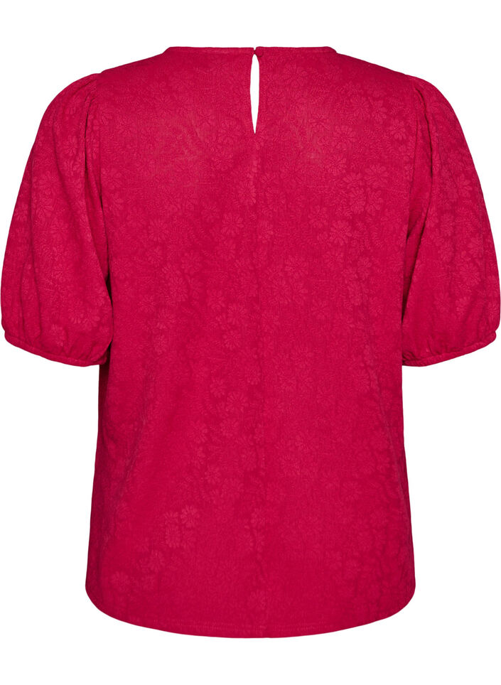 Bluse mit Struktur und kurzen &Auml;rmeln, Pink, Packshot image number 1