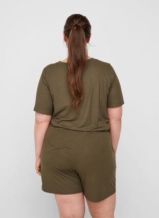 Shorts aus Rippqualität mit Taschen, Olivie Night, Model image number 1