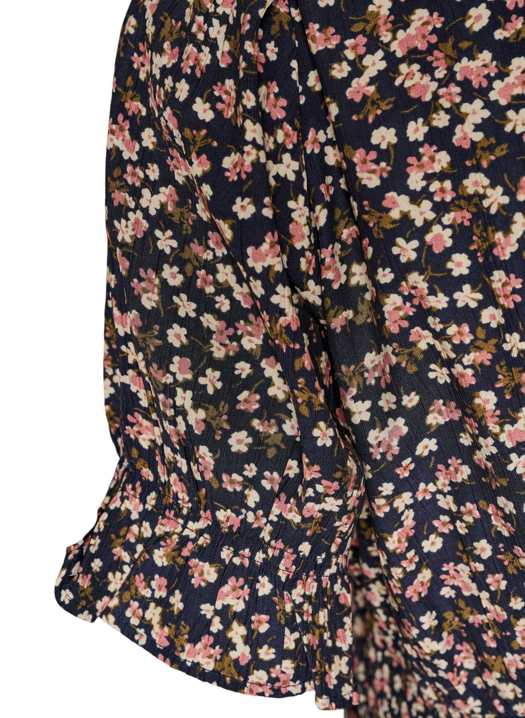ZizziKurzes Kleid aus Viskose mit R&uuml;schendetails, Blau, Packshot image number 3