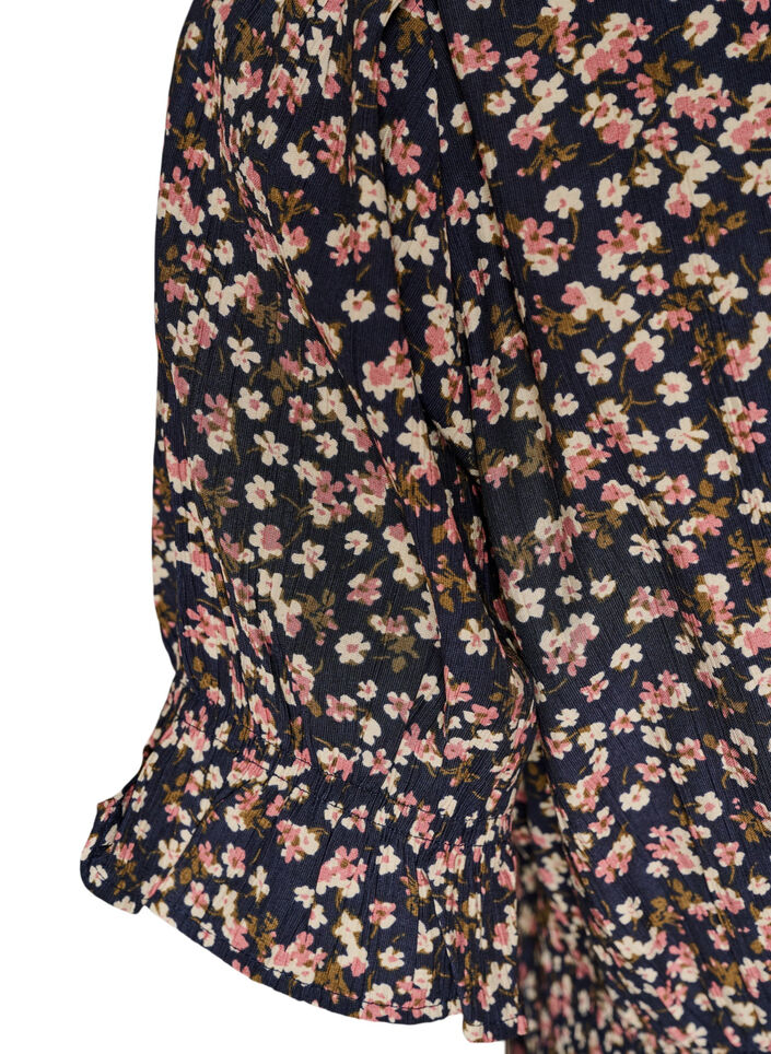 Kurzes Kleid aus Viskose mit R&uuml;schendetails, Blau, Packshot image number 3