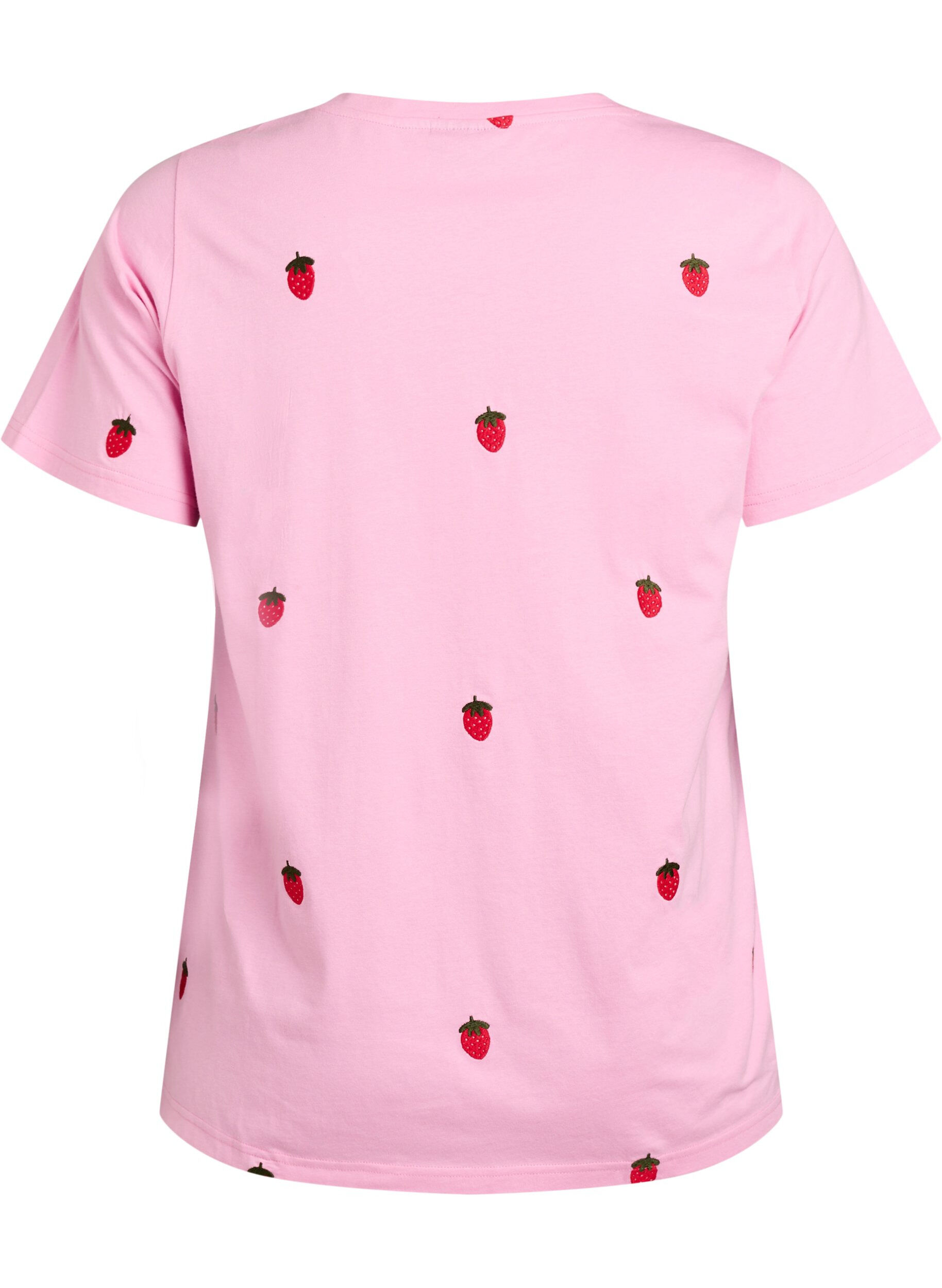ZizziT-Shirt aus Bio-Baumwolle mit aufgestickten Motiven, Pink, Packshot image number 1