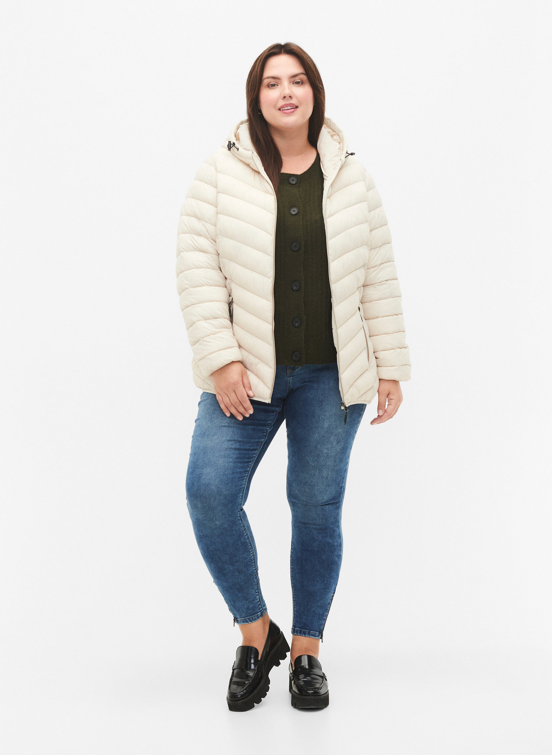 ZizziLeichte Steppjacke mit Kapuze, Beige, Model image number 1