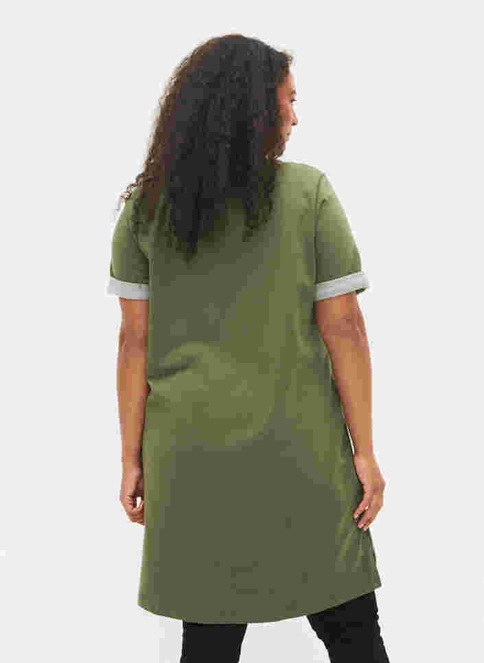 Sweatshirtkleid mit kurzen Ärmeln und Schlitzen, Thyme, Model image number 1