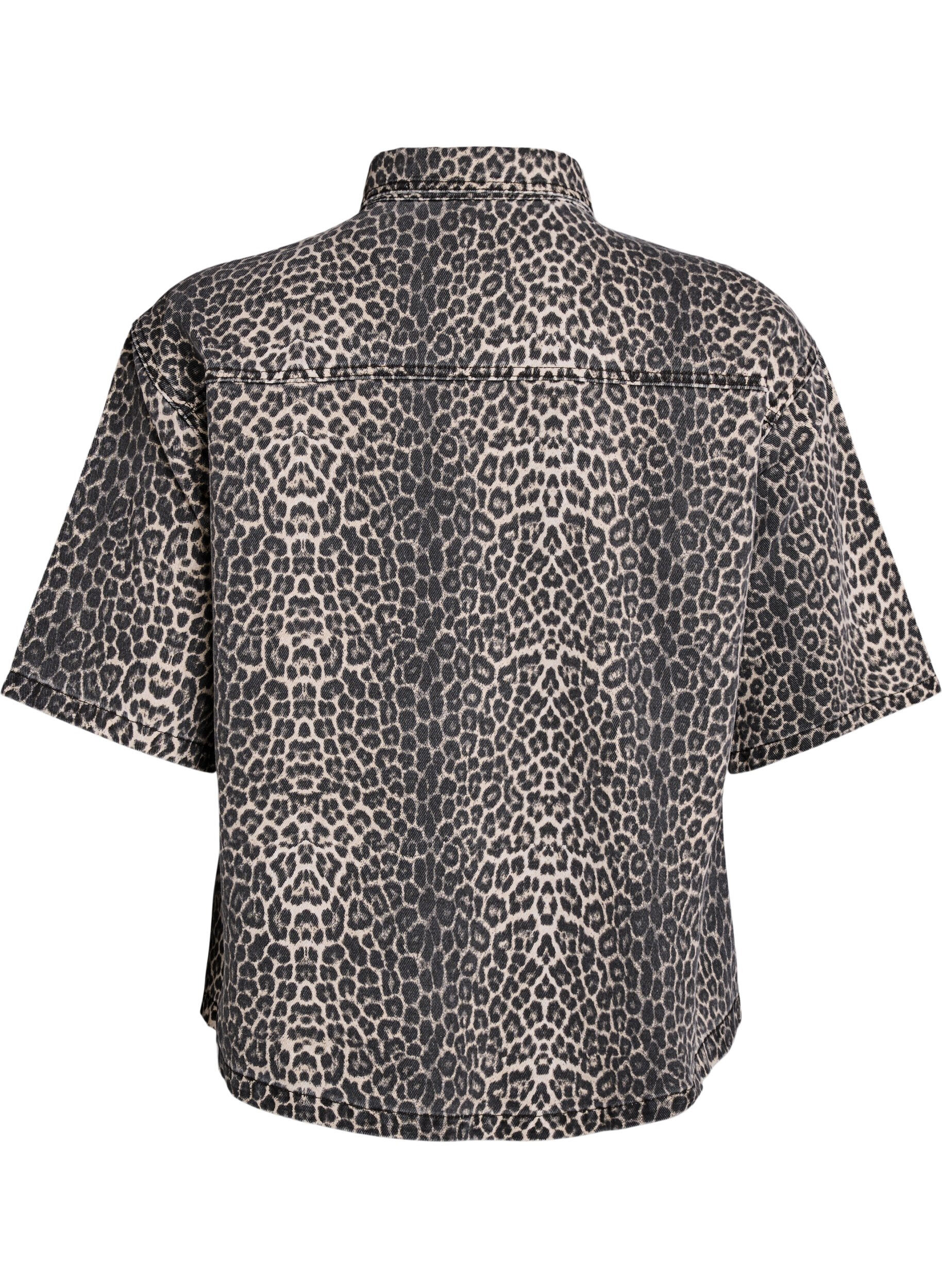 ZizziJeanshemd mit Leo-Print und kurzen &Auml;rmeln, Leopard, Packshot image number 1