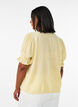 Kurz&auml;rmelige Bluse aus einer Viskosemischung mit Struktur und R&uuml;schen&auml;rmeln, Gelb, Model image number 2