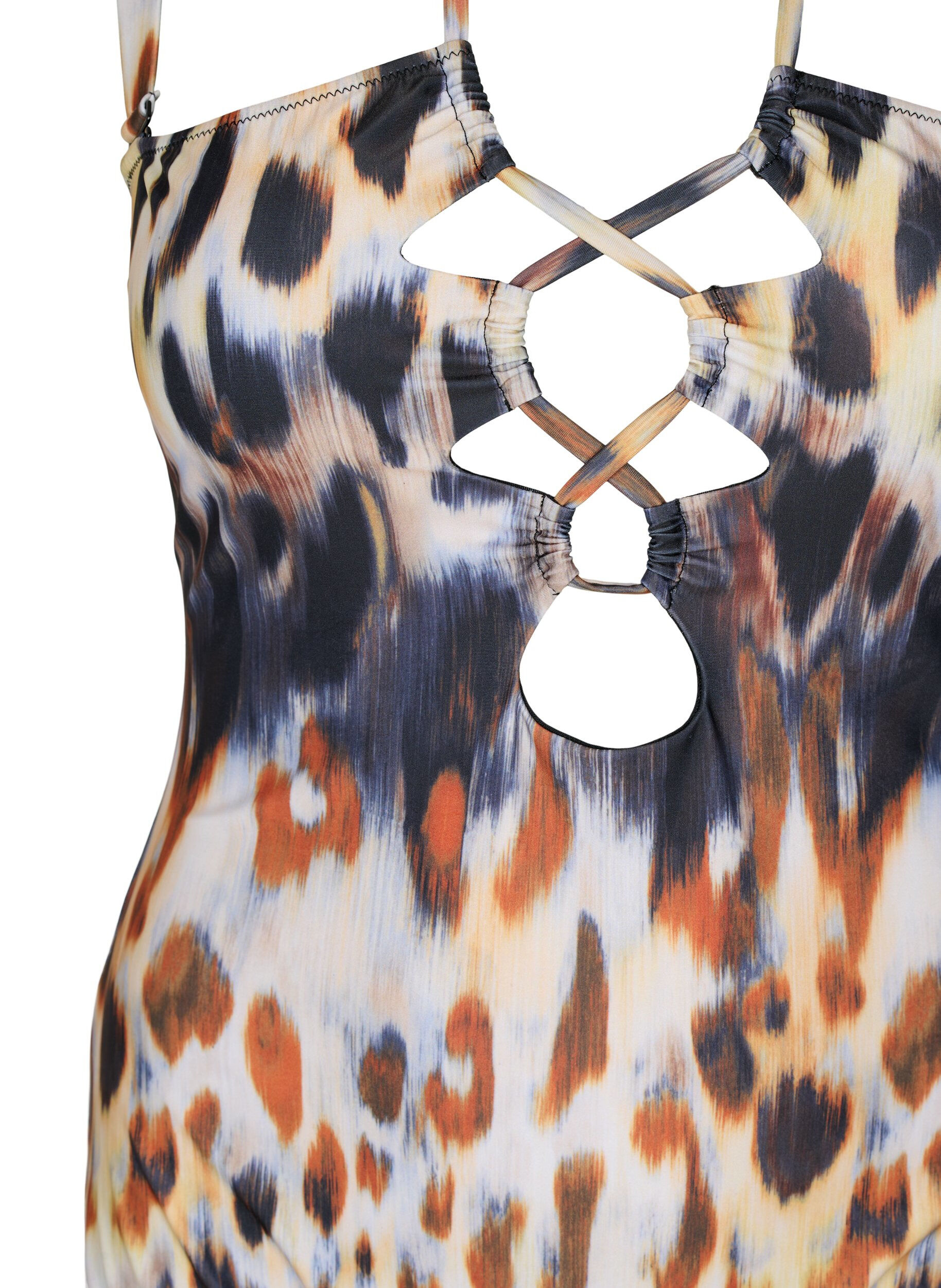 ZizziGemusterter Badeanzug mit abnehmbaren Tr&auml;gern, Abstract Leopard, Packshot image number 2