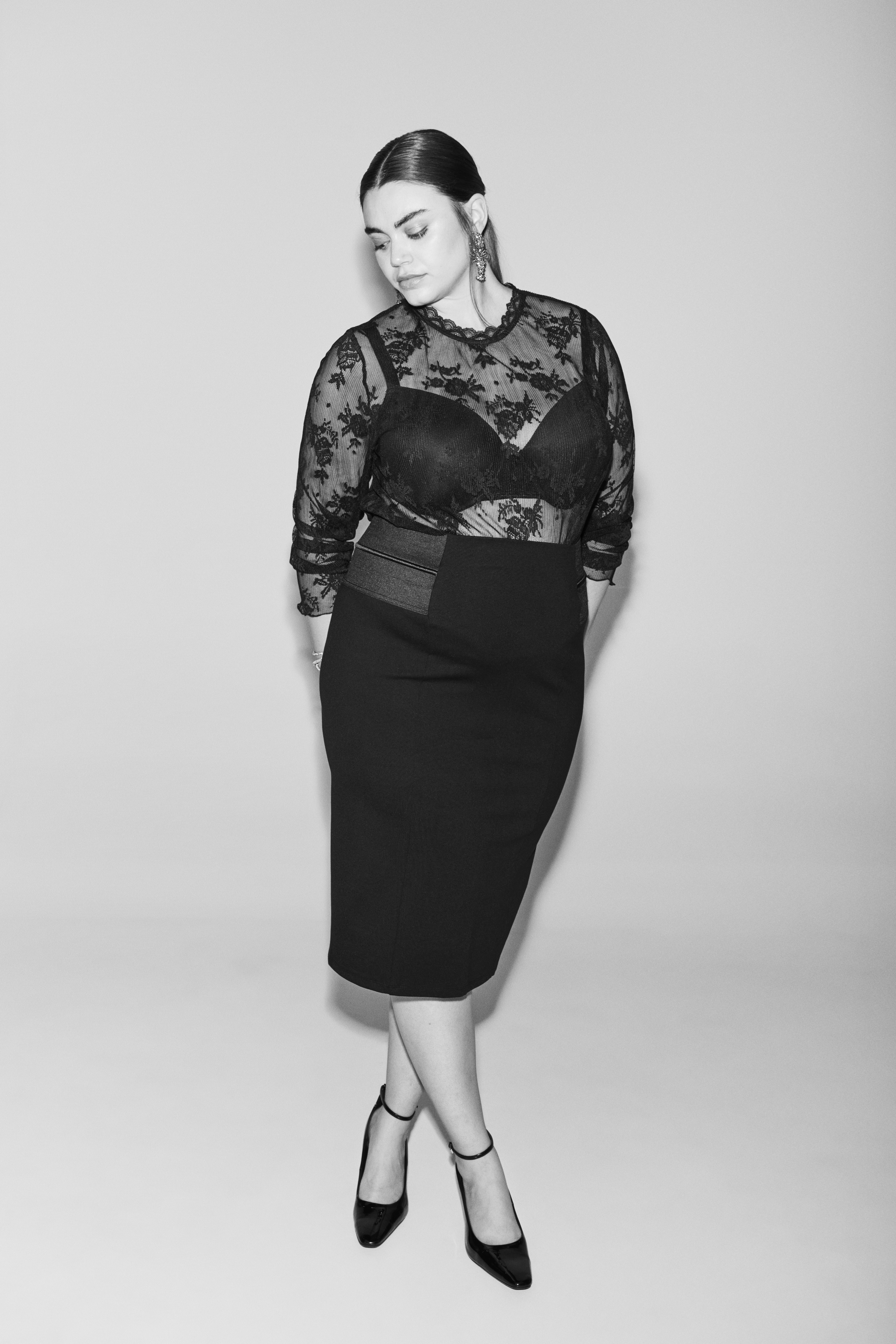 ZizziMeshblouse met kant, , Model