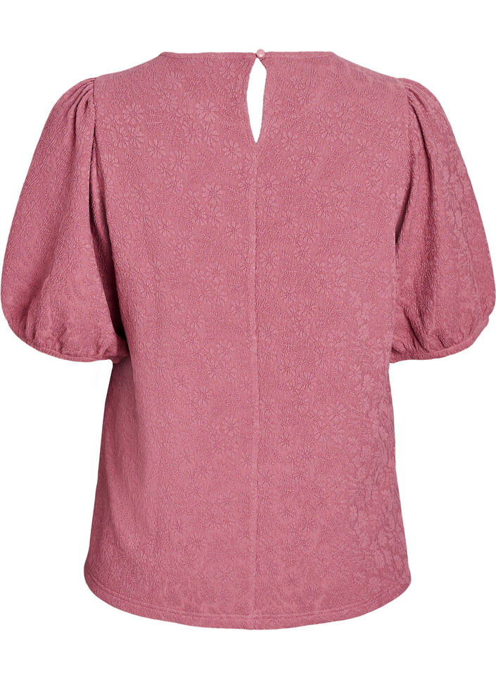 Strukturierte Bluse mit kurzen &Auml;rmeln, Rot, Packshot image number 1