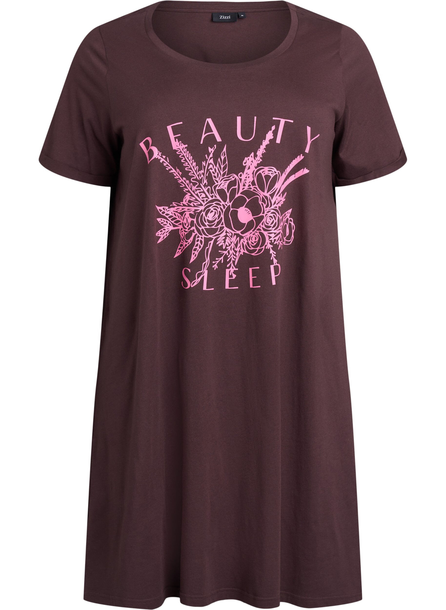 ZizziKurz&auml;rmeliges Nachthemd aus Bio-Baumwolle, Braun, Packshot image number 0